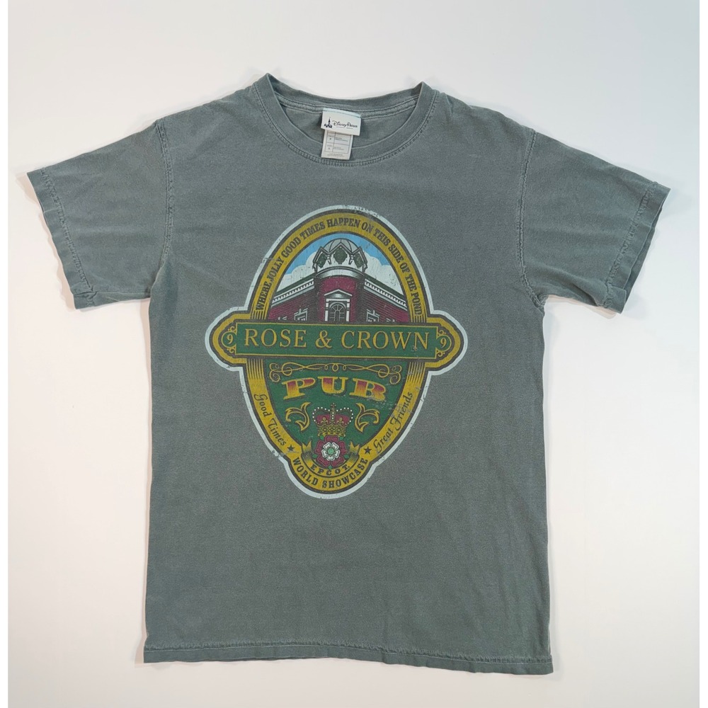 Disney Parks Epcot Rose & Crown Pub T-Shirt Gray World Showcase Mens Small S